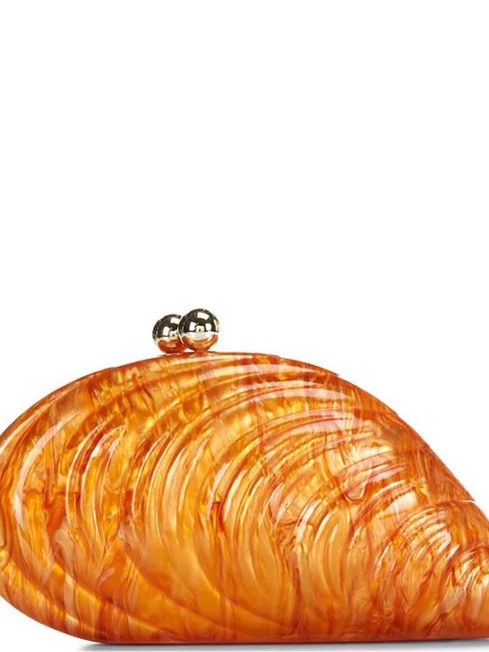 Cezanne Zhelle Orange Acrylic Kisslock Shell Minaudiere Clutch